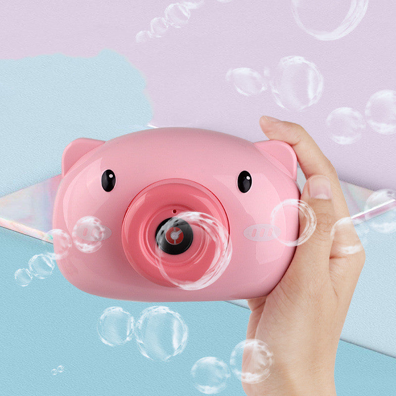 Una cámara de juguete para niños que dispara burbujas.