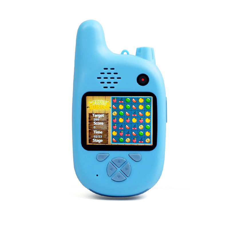 Un juguete infantil que combina un walkie-talkie y una cámara.