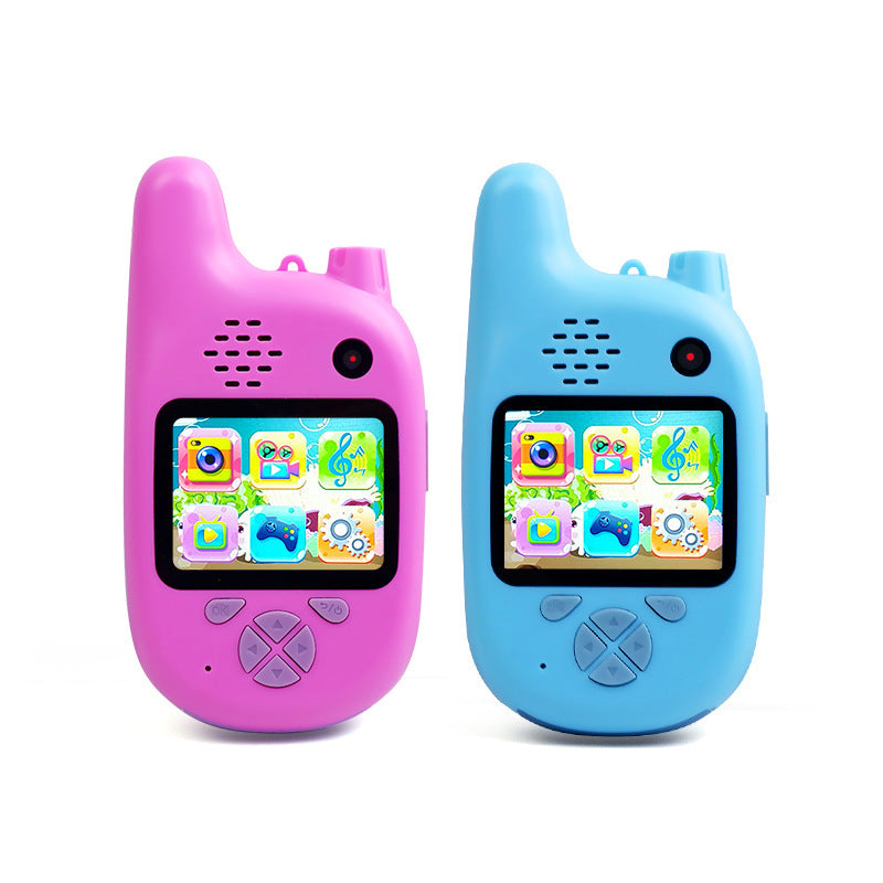 Un juguete infantil que combina un walkie-talkie y una cámara.